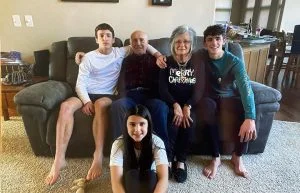 On the couch with Grandma